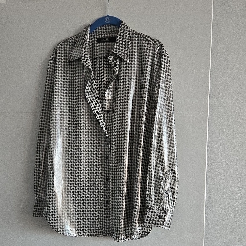 Ralph Lauren Gray and Black Houndstooth Shirt